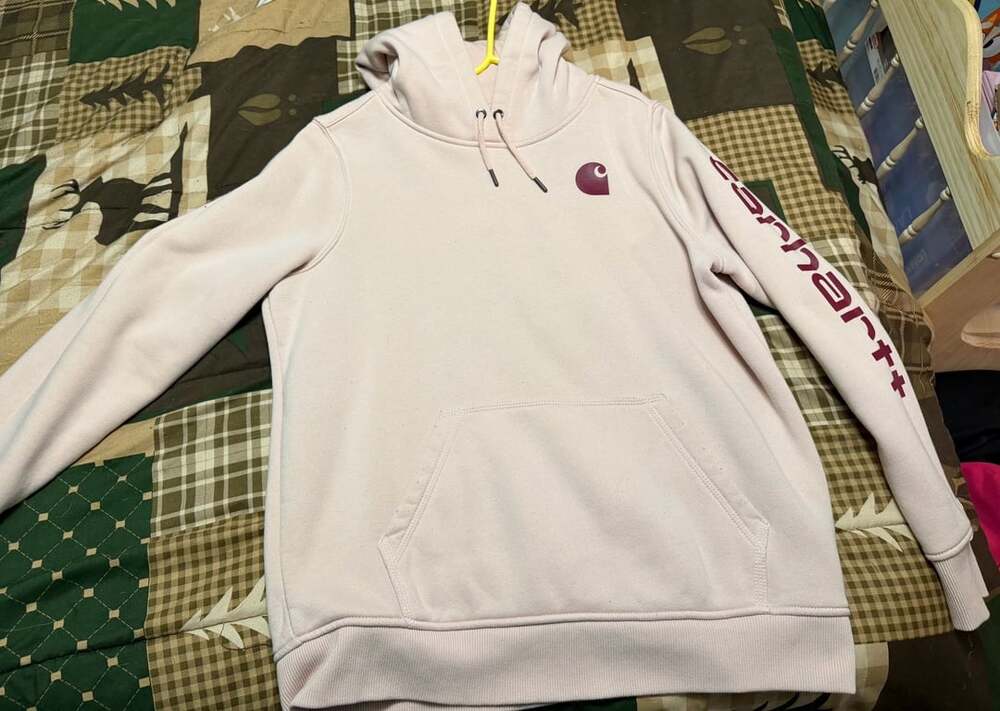 Carhartt Hoodie Size L 12-14 Pink Relaxed Fit Logo Sweatshirt